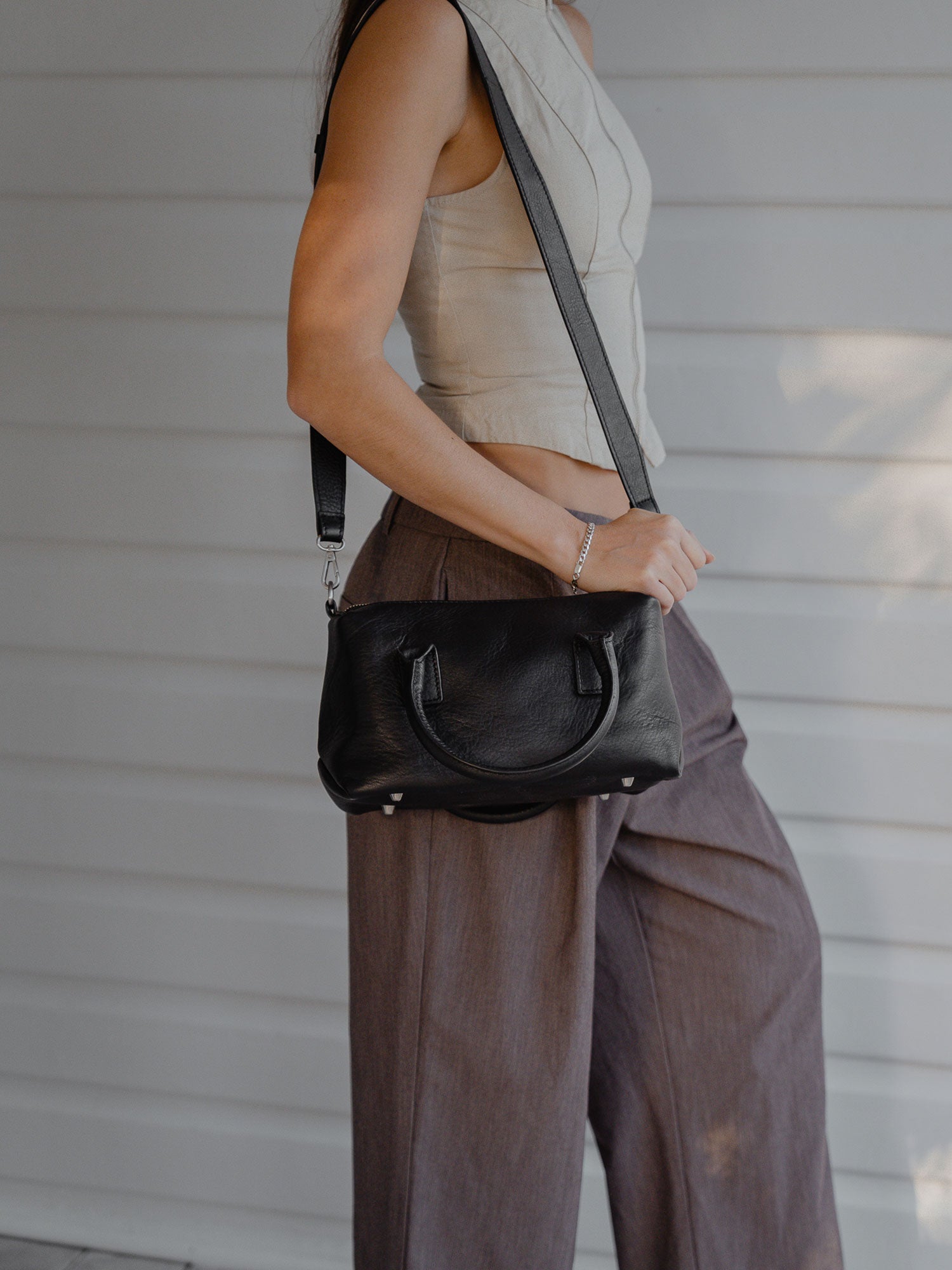 Boston Bag — Black | Top Handle & Crossbody