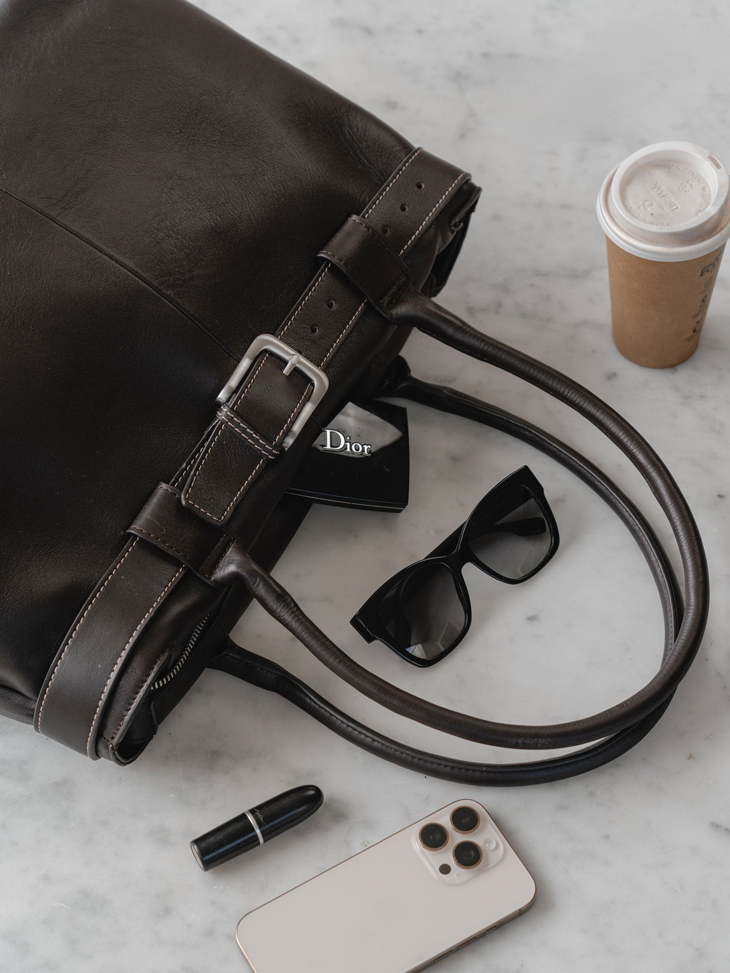 Paris Commuter Tote — Chocolate, Wide Belt