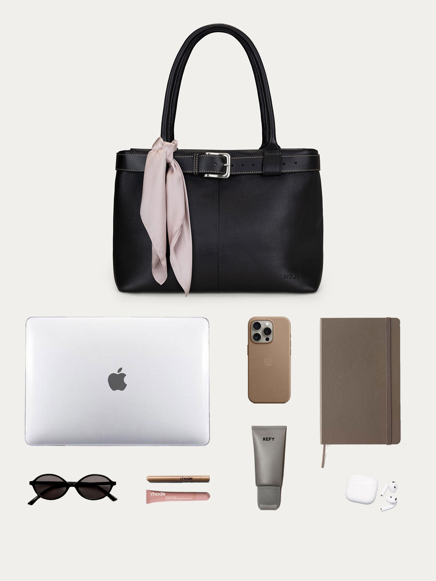 The Paris Commuter Tote — Black, Wide Belt