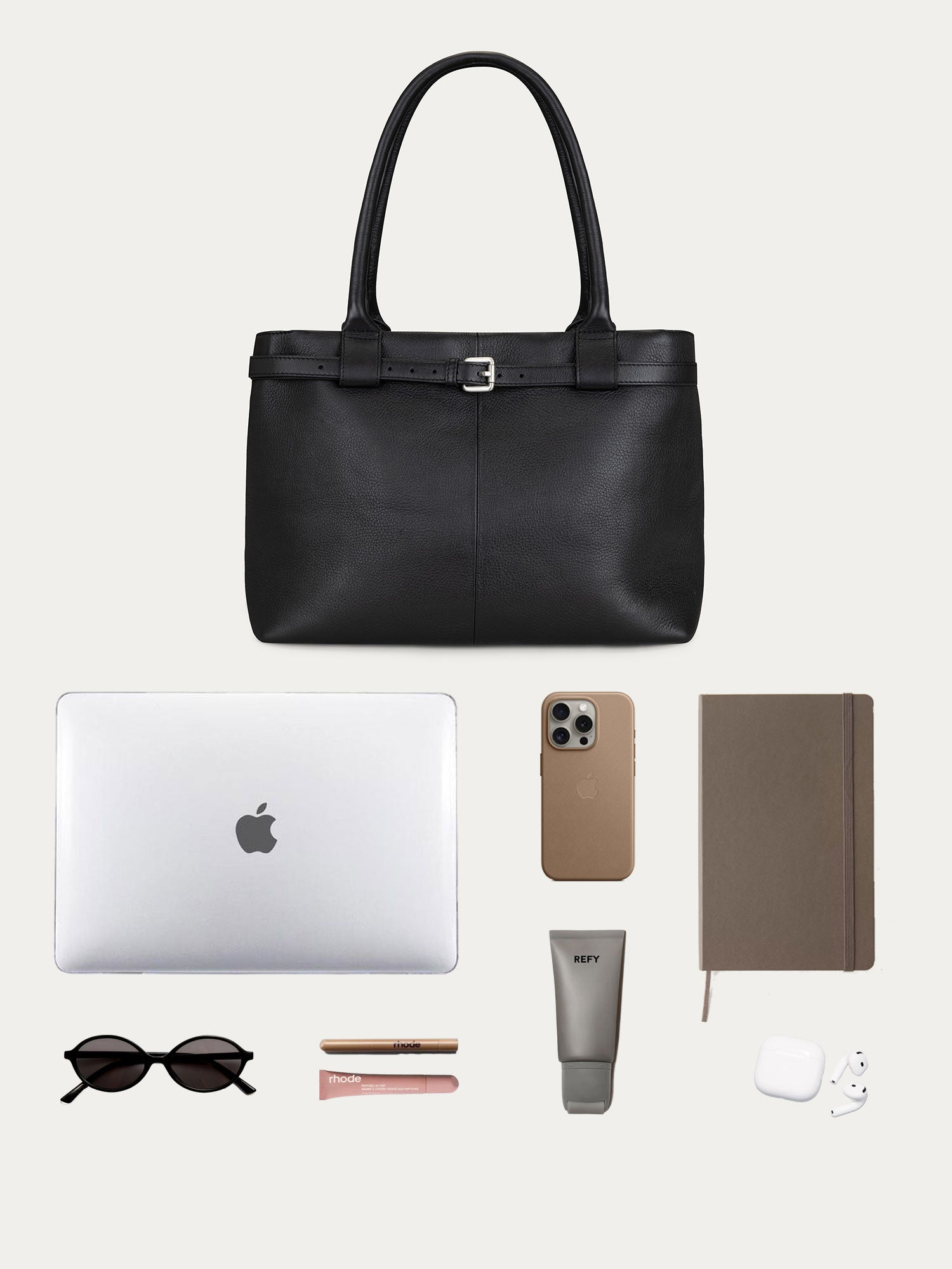 The Paris Commuter Tote — Black, Thin Belt