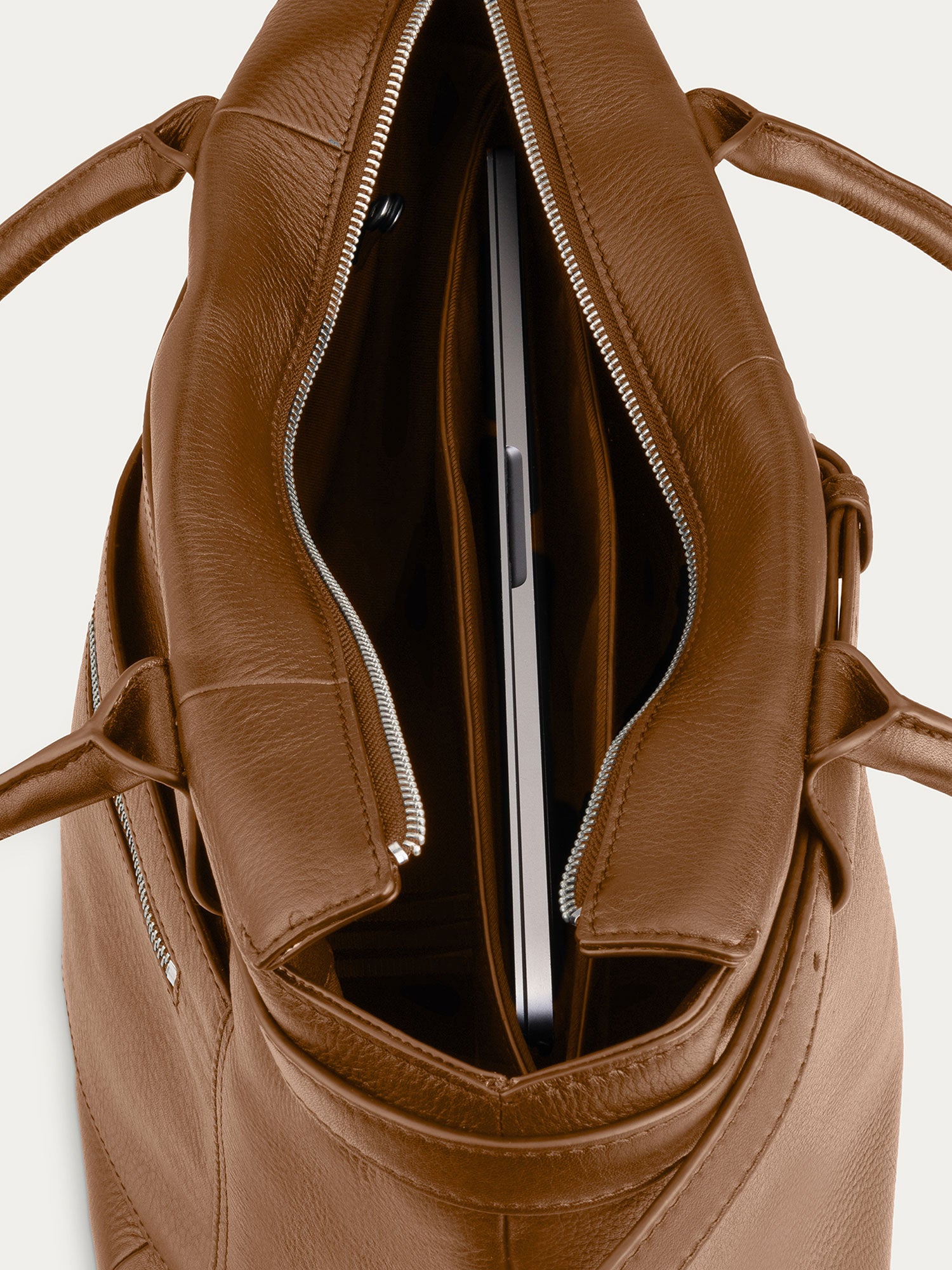 The Paris Commuter Tote — Tan, thin belt