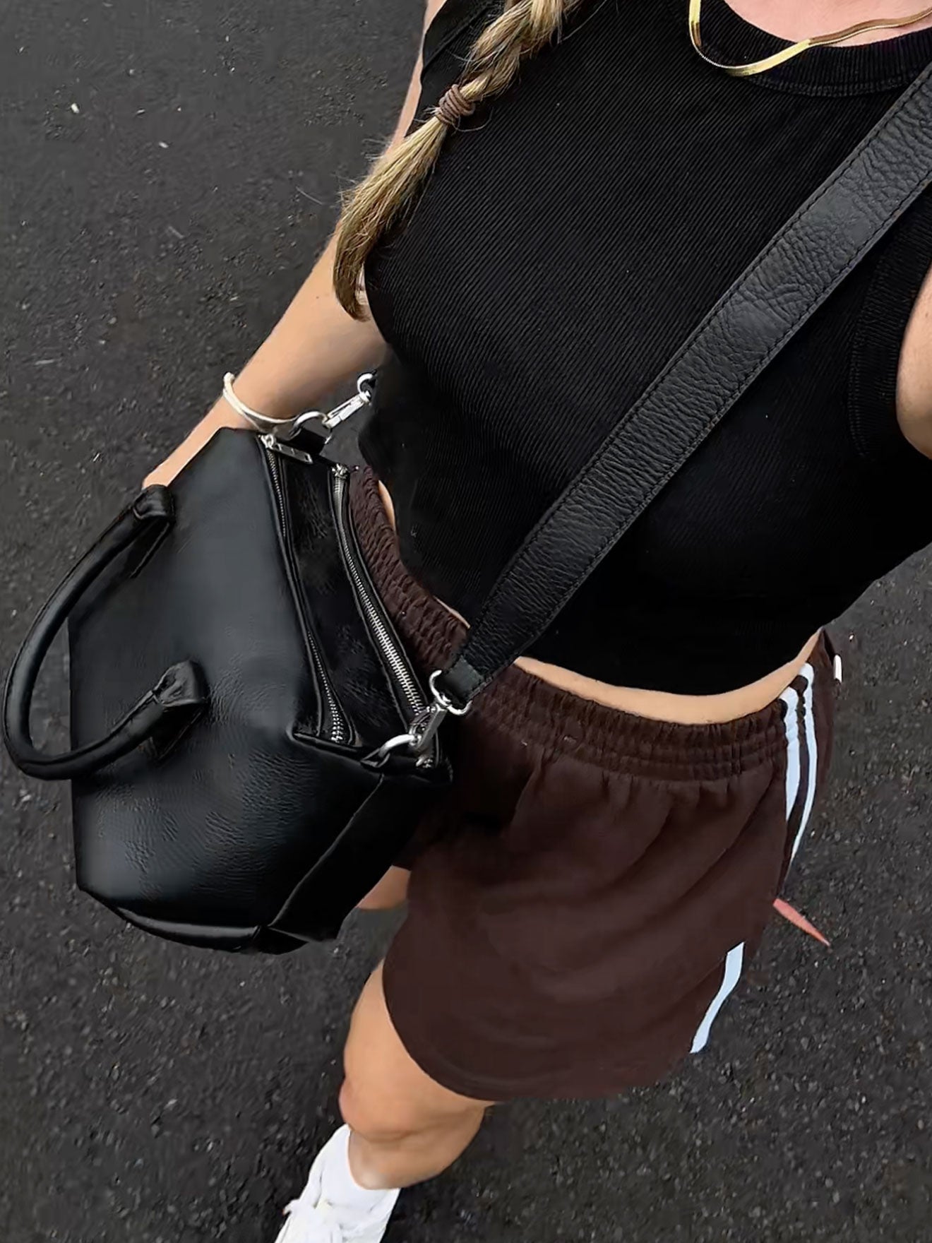 Boston Bag — Black | Top Handle & Crossbody